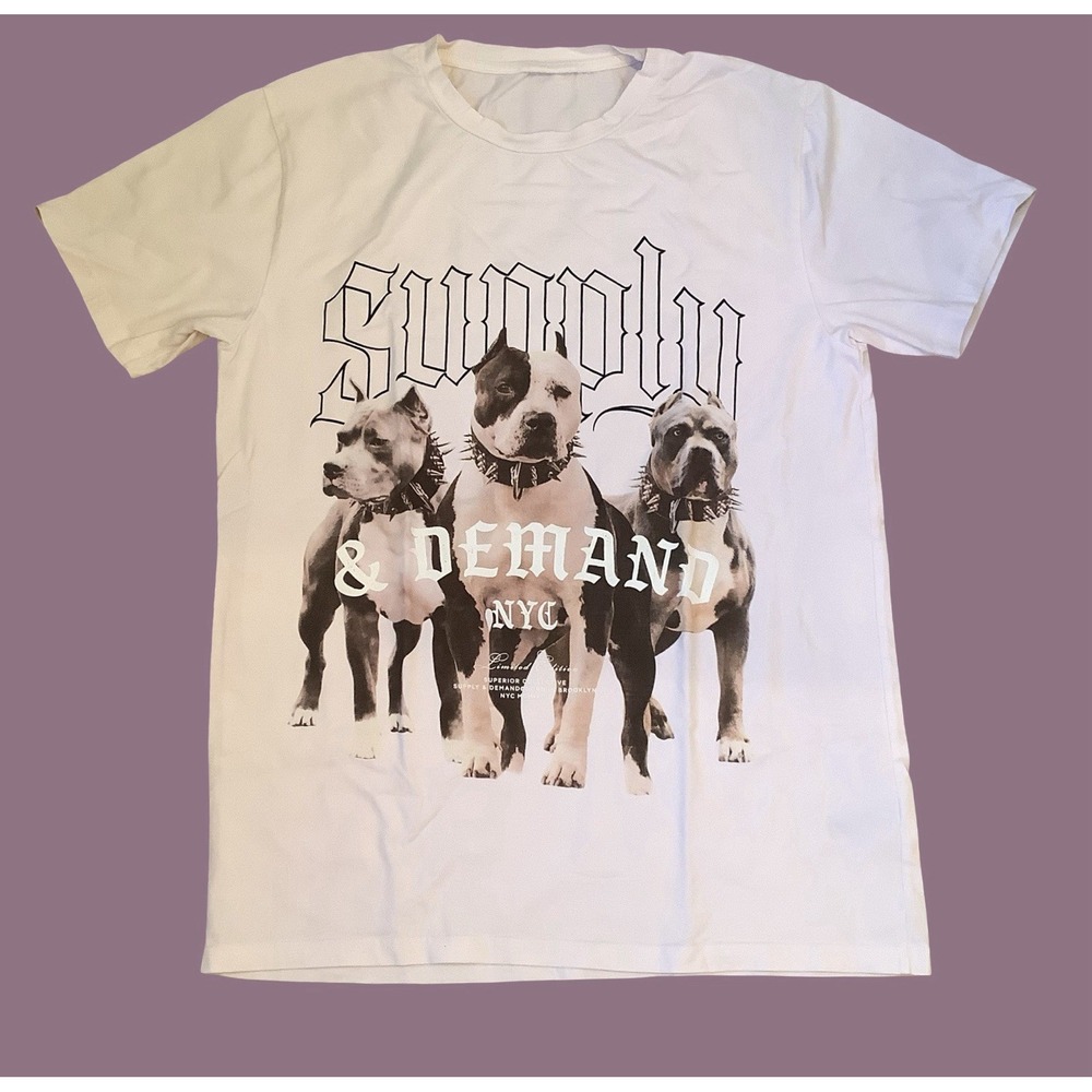 Supply & Demand Edgy Graphic Tee XL Pit Bull Dogs Rocker Blush T-shirt